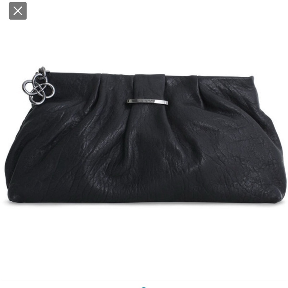 Stella & Dot Black Leather La Coco Clutch Handbag NEW